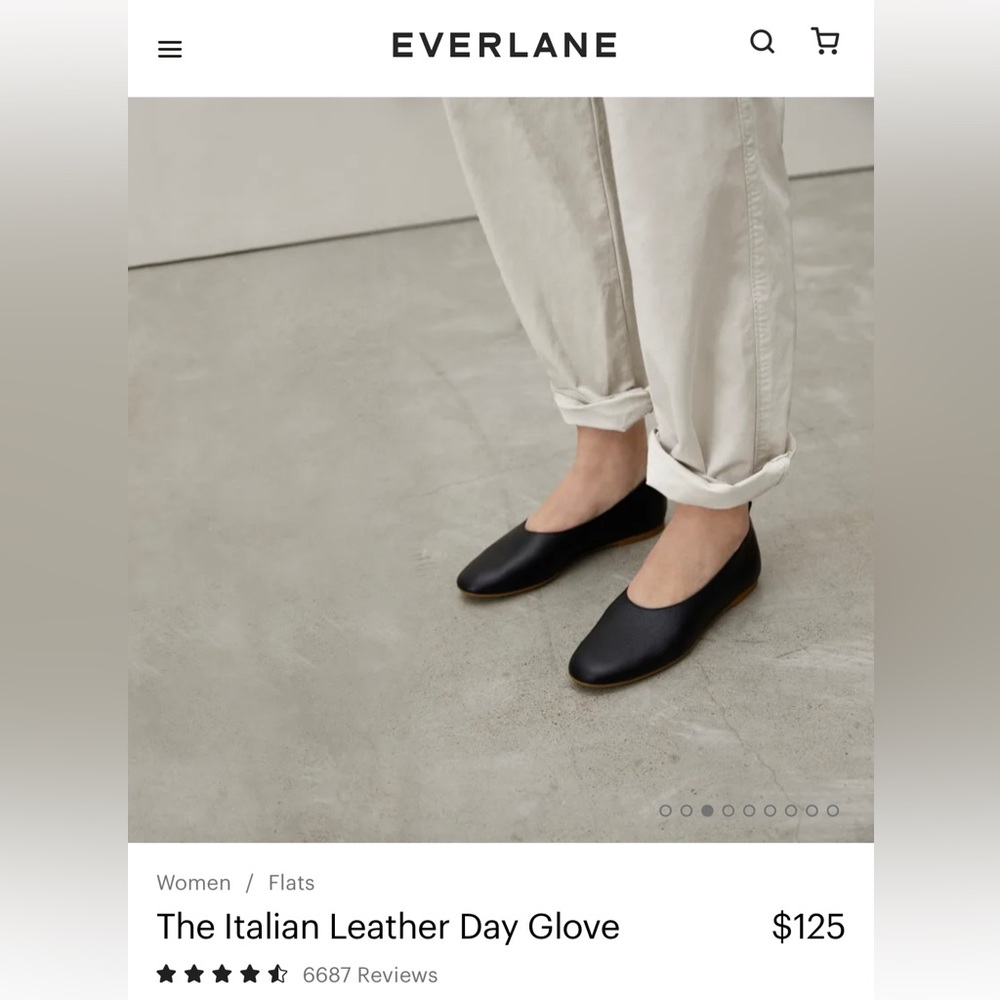 EVERLANE The Italian Leather Day Glove black Flat Shoes size 9 1/2 fit 9